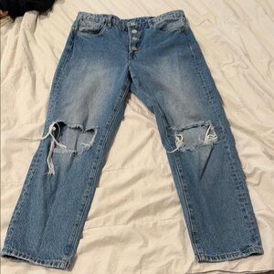 Blank NYC the Madison Crop Blue Distressed Jeans